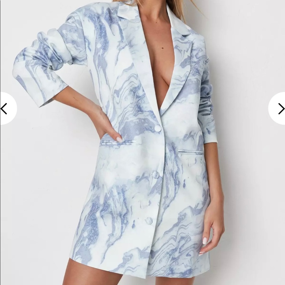 Missguided Oversized Marble Blue Blazer